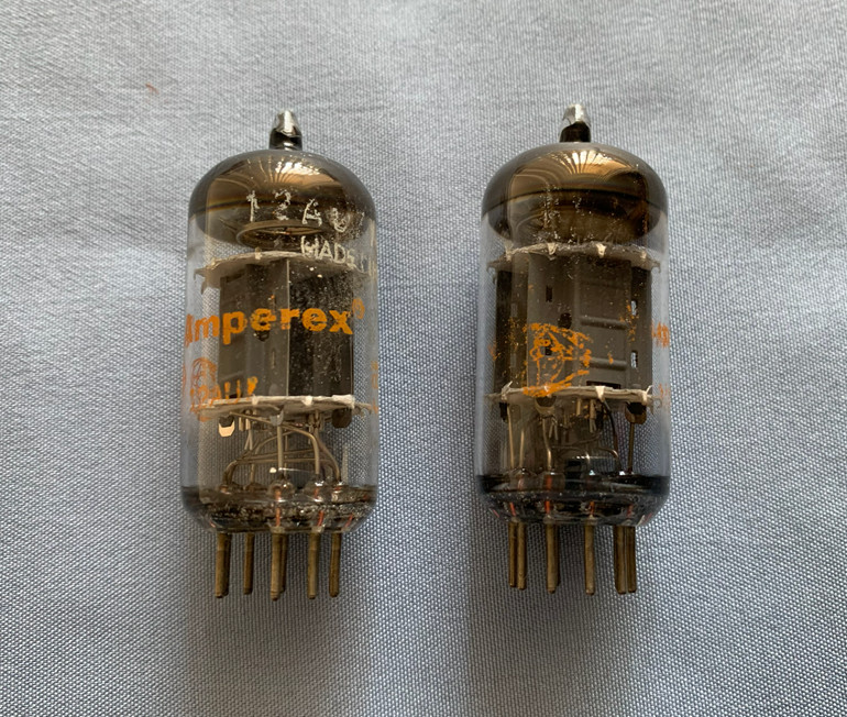 (2) Amperex 12AU7 ECC82 Vacuum Tubes. Made in Holland. Test strong.