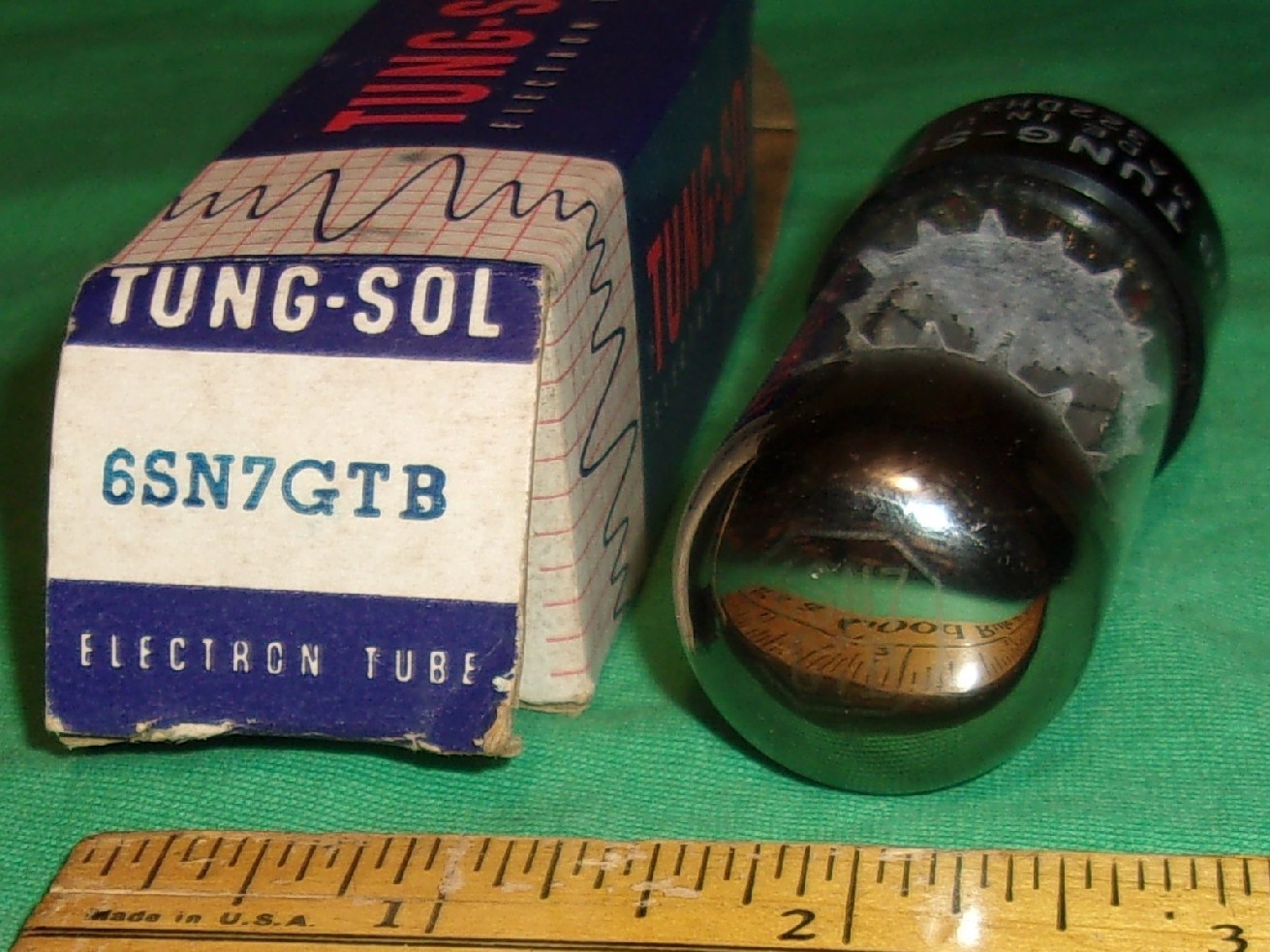 NOS TUNG SOL 6SN7GTB Twin Triode BLACK PLATES/HORSHOE GETTER/Test Great! (1950s)