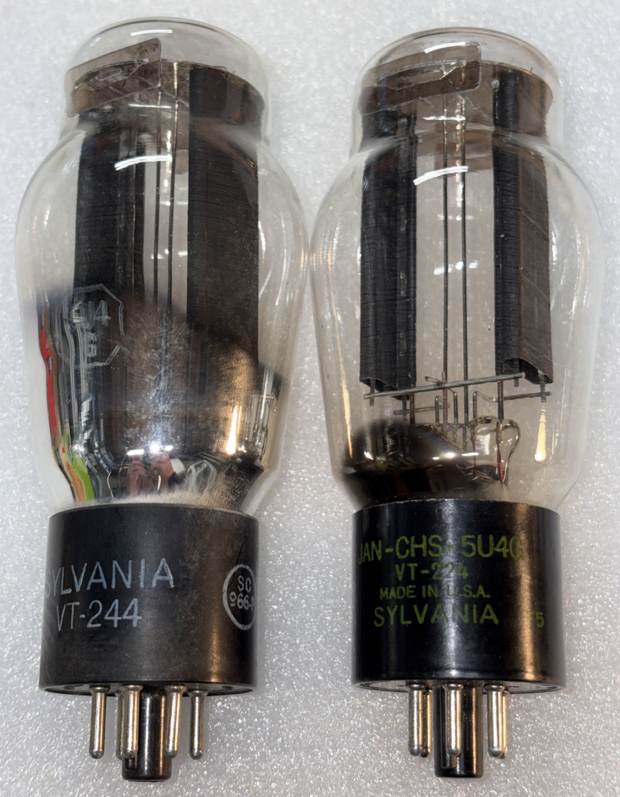 Pair Sylvania VT-244 5U4G Hanging Filament Rectifier Tubes Amplitrex Strong