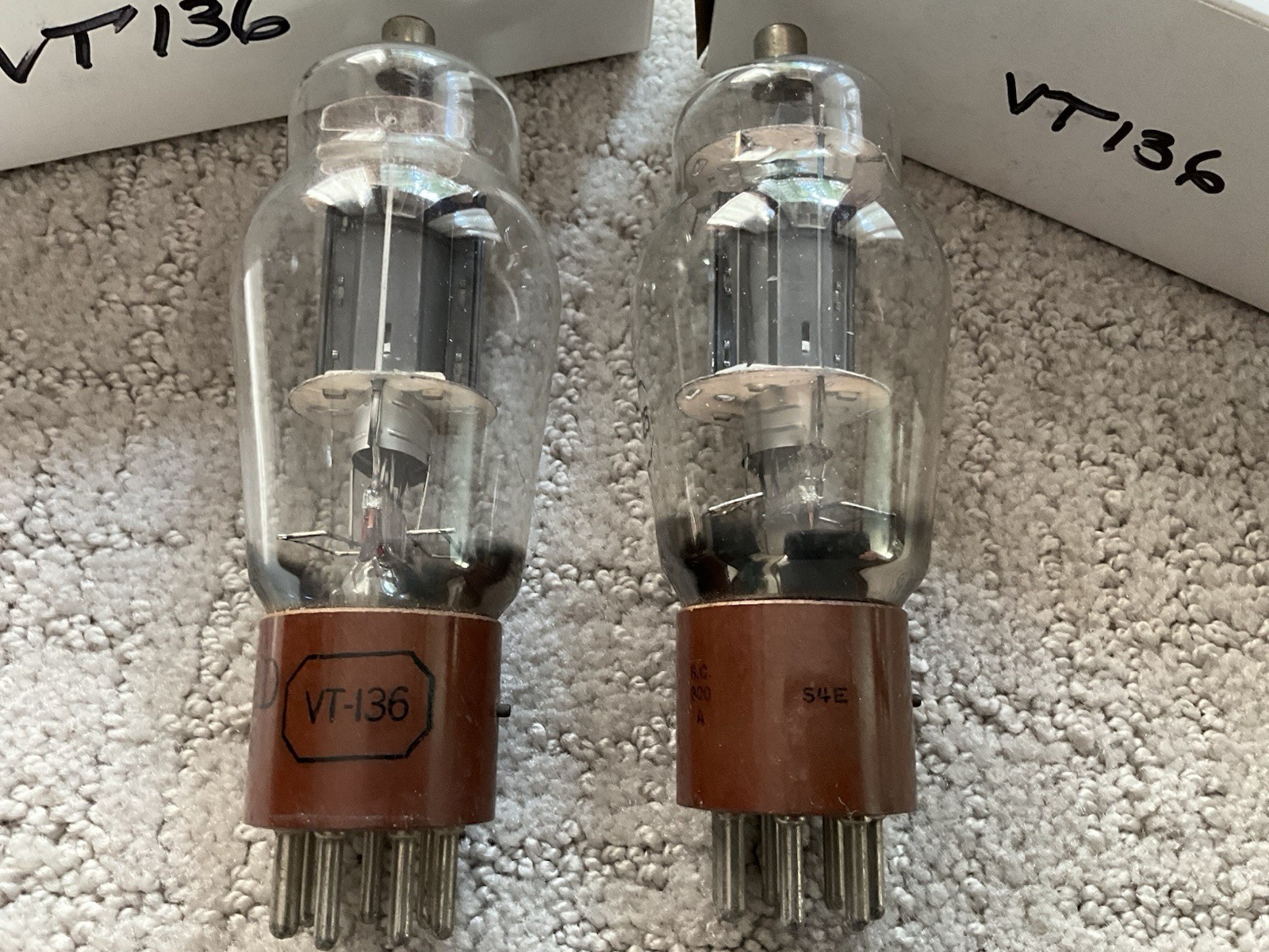 Matched Pair VT-136 1625 Vacuum Tubes Ken-Rad RCA
