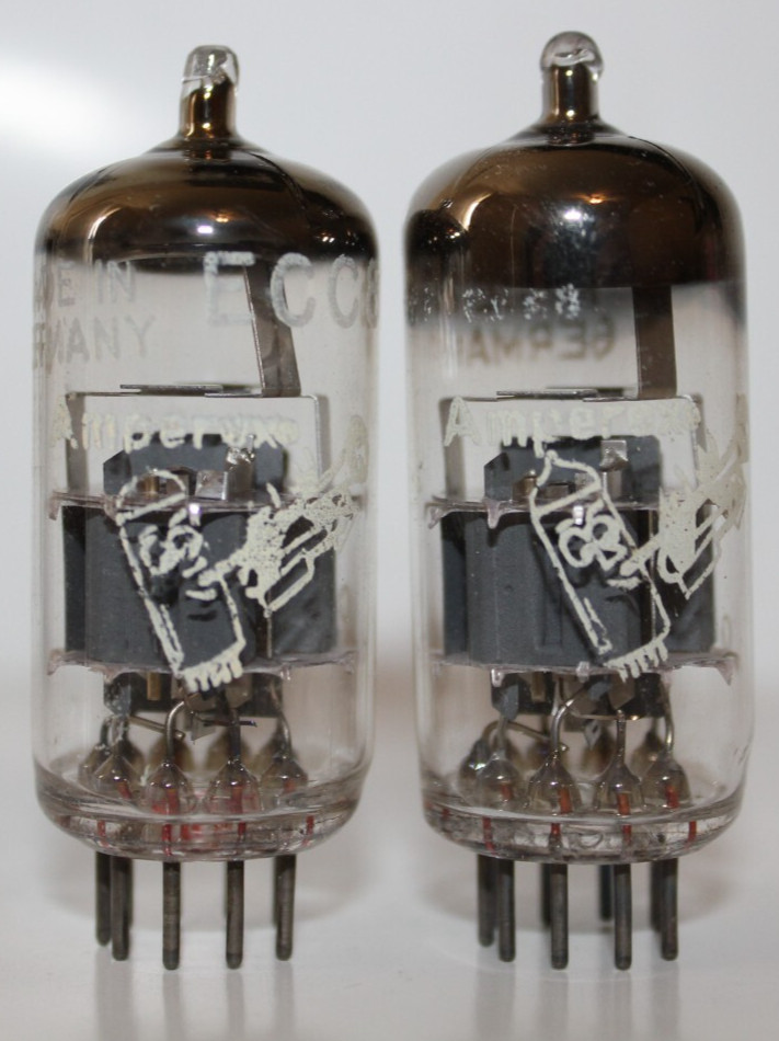 2 X Amperex Bugle Boy ECC86 (6GM8) tubes, made in Germany, Tested Excellent