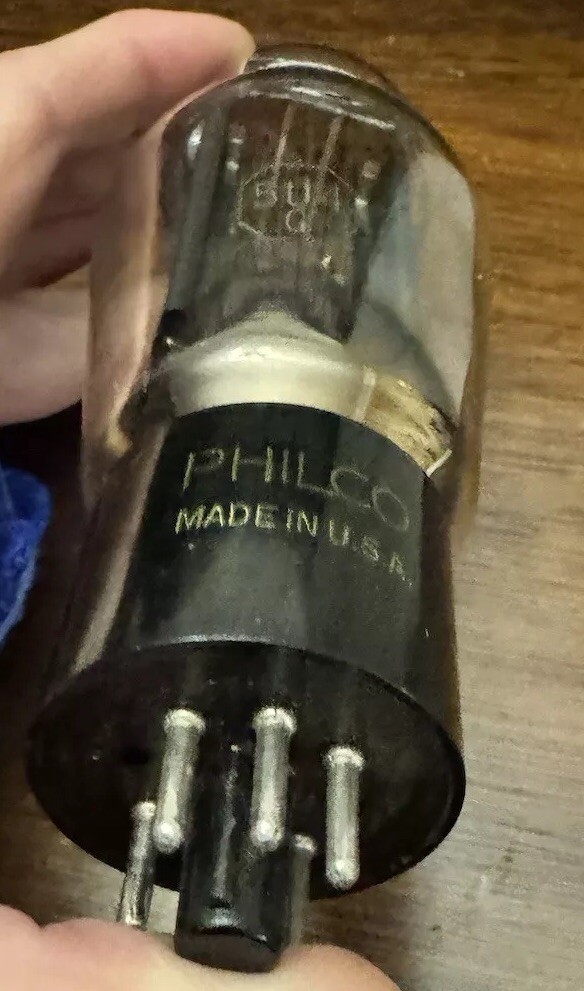 Philco NOS 5U4G Big Bottle Black Plate Audio Rectifier Tube