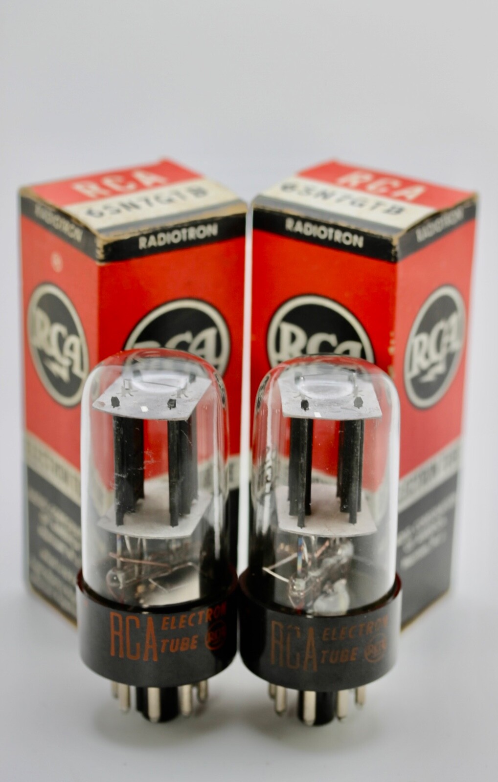 NOS RCA 6SN7-GTB 6SN7 TROPHY MATCHED PAIR BLACK FLAT-PLATE TUBES MADE 1960’s