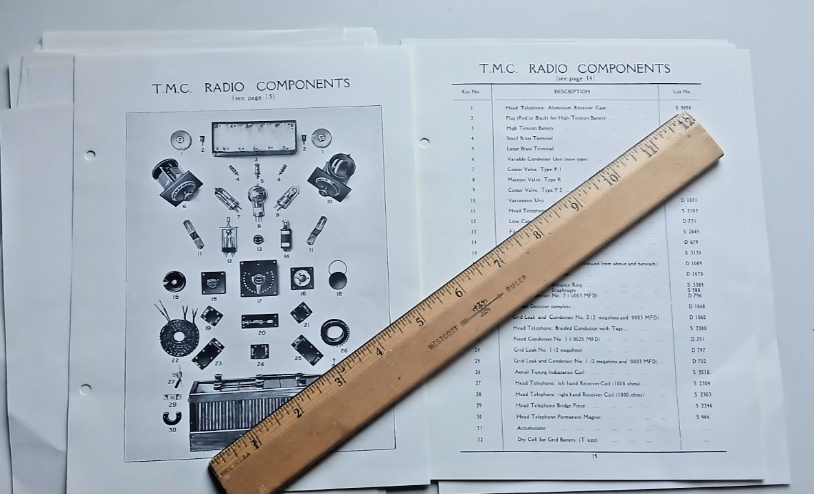 TMC Early 1920s Wireless Catalog Crystal, Valve, Tube, Broadcasting, Marconi Era
