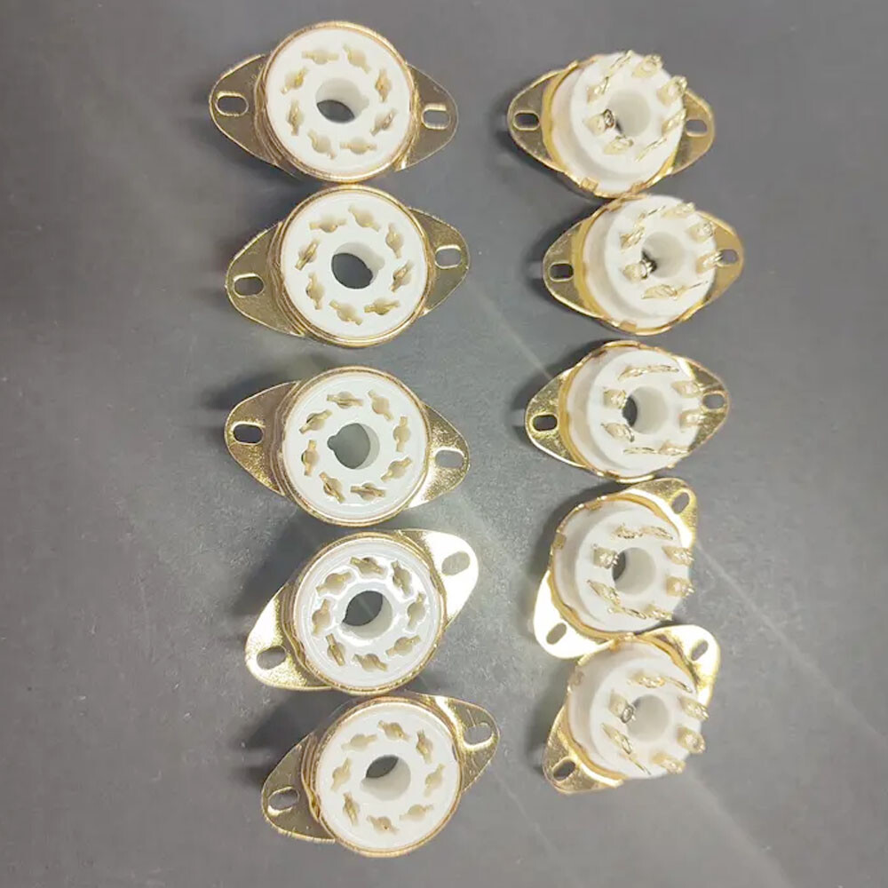 10pc 8Pin Octal Tube Socket Gold For EL34 6L6 6V6 KT66 6SN7 Bottom Chassis Mount