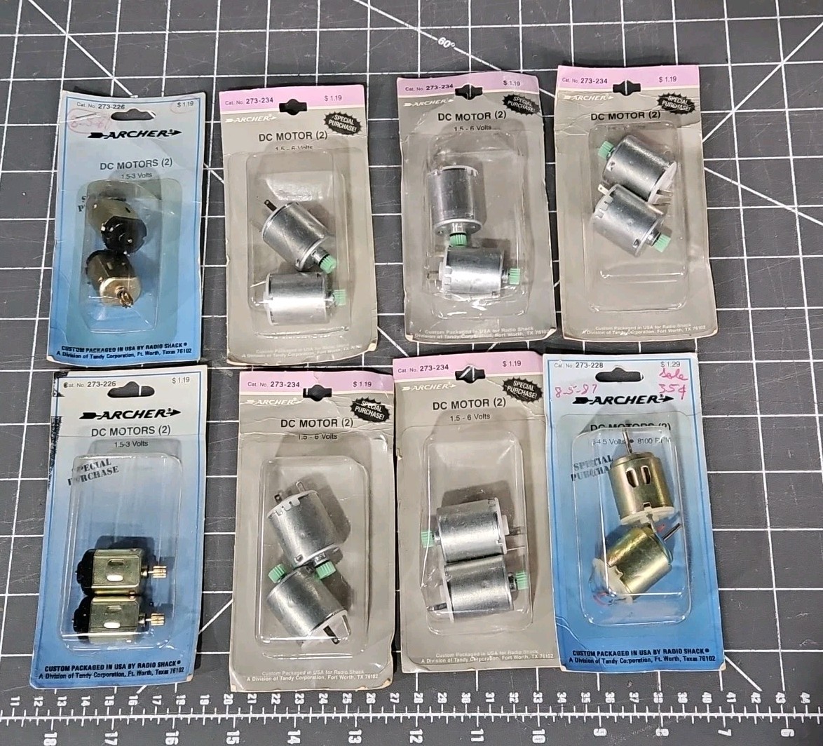 8 Vintage Archer DC Motors Gearboxes Electronic Parts Model Airplane Radio Shack