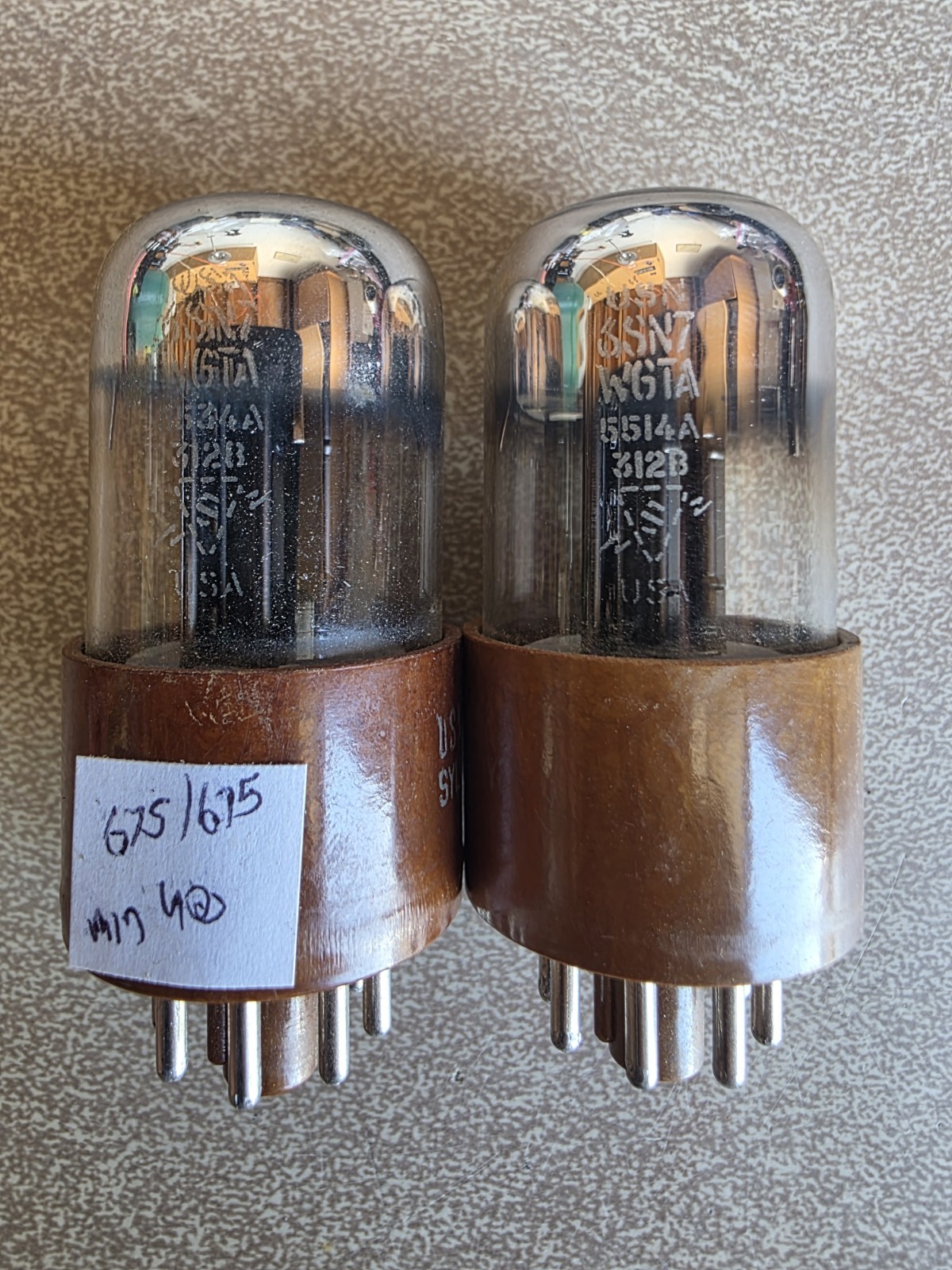 6SN7WGTA Sylvania Tested Pair Brown Base 6SN7