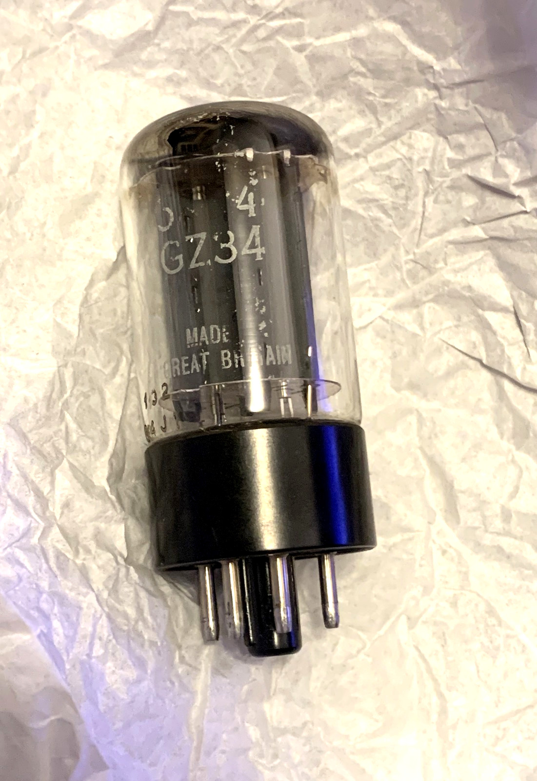 Vintage Amperex Bugle Boy GZ34 Rectifier Tube Made in Great Britain Great!