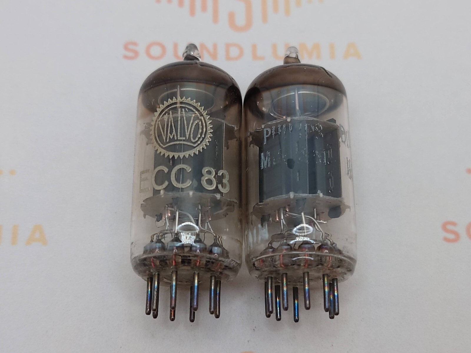 Mullard ECC83 Short Plates O-getter Matched Pair Blackburn ’62 Philips/Valvo Lbl