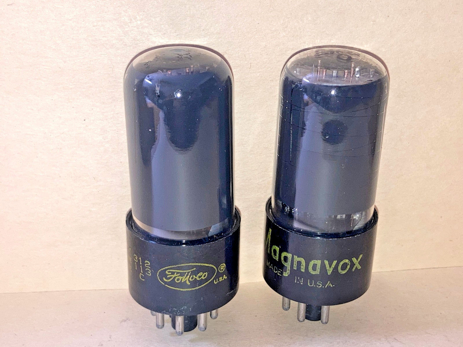 1950’s Sylvania 6V6GT Smoked Glass Tubes, Closely Matched Pair, NOS Testing
