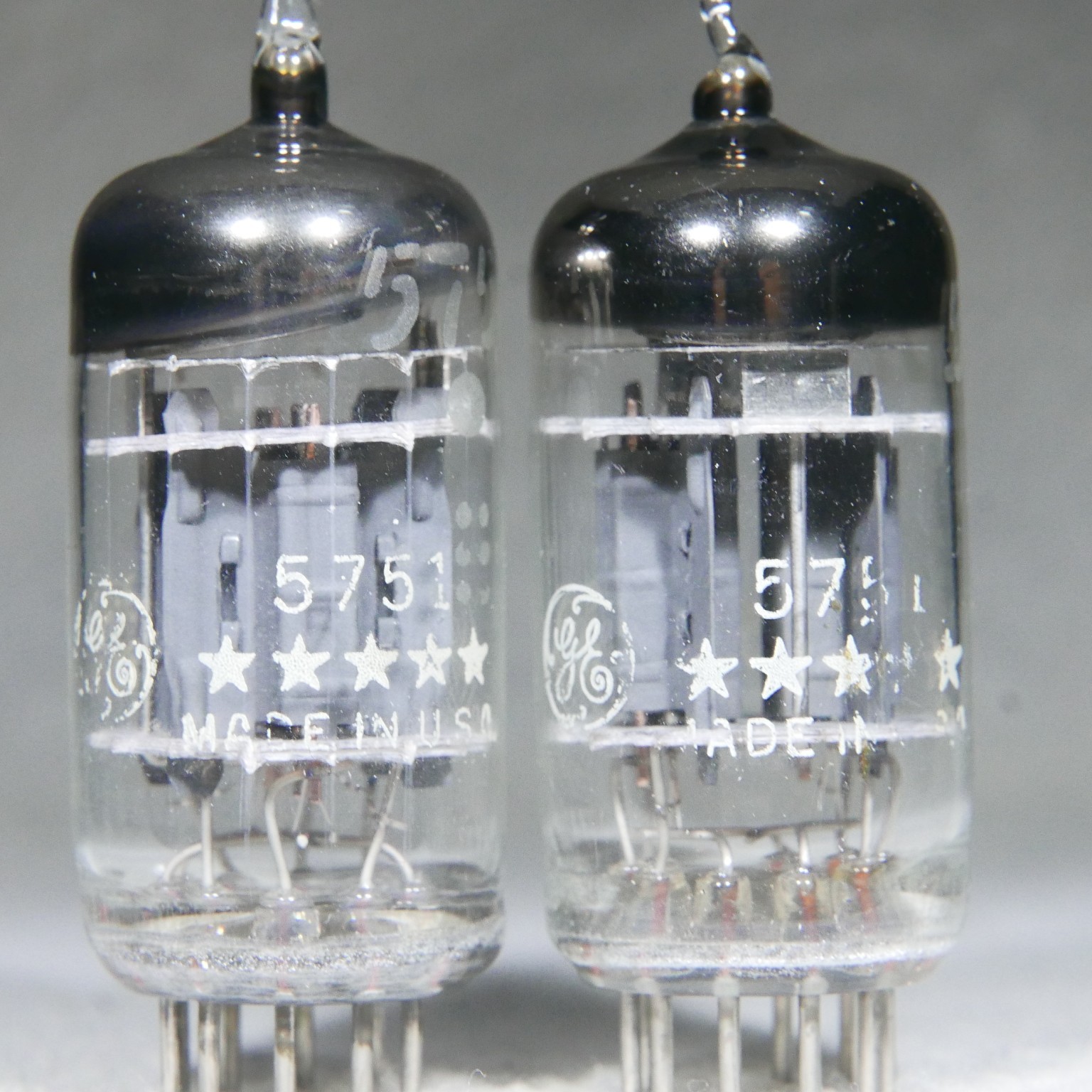 Matched Pair GE Five Star 5751/12AX7/ECC83 Triple Mica O-Getter USA 1959