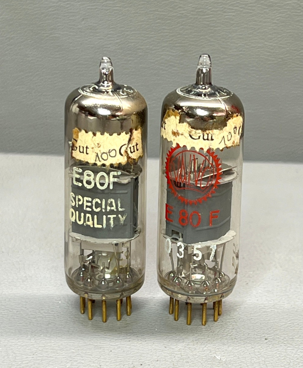Matched Pair E80F = 6084 VALVO PHILIPS SQ Gold Pin Pentode Audio Tubes Test 100%