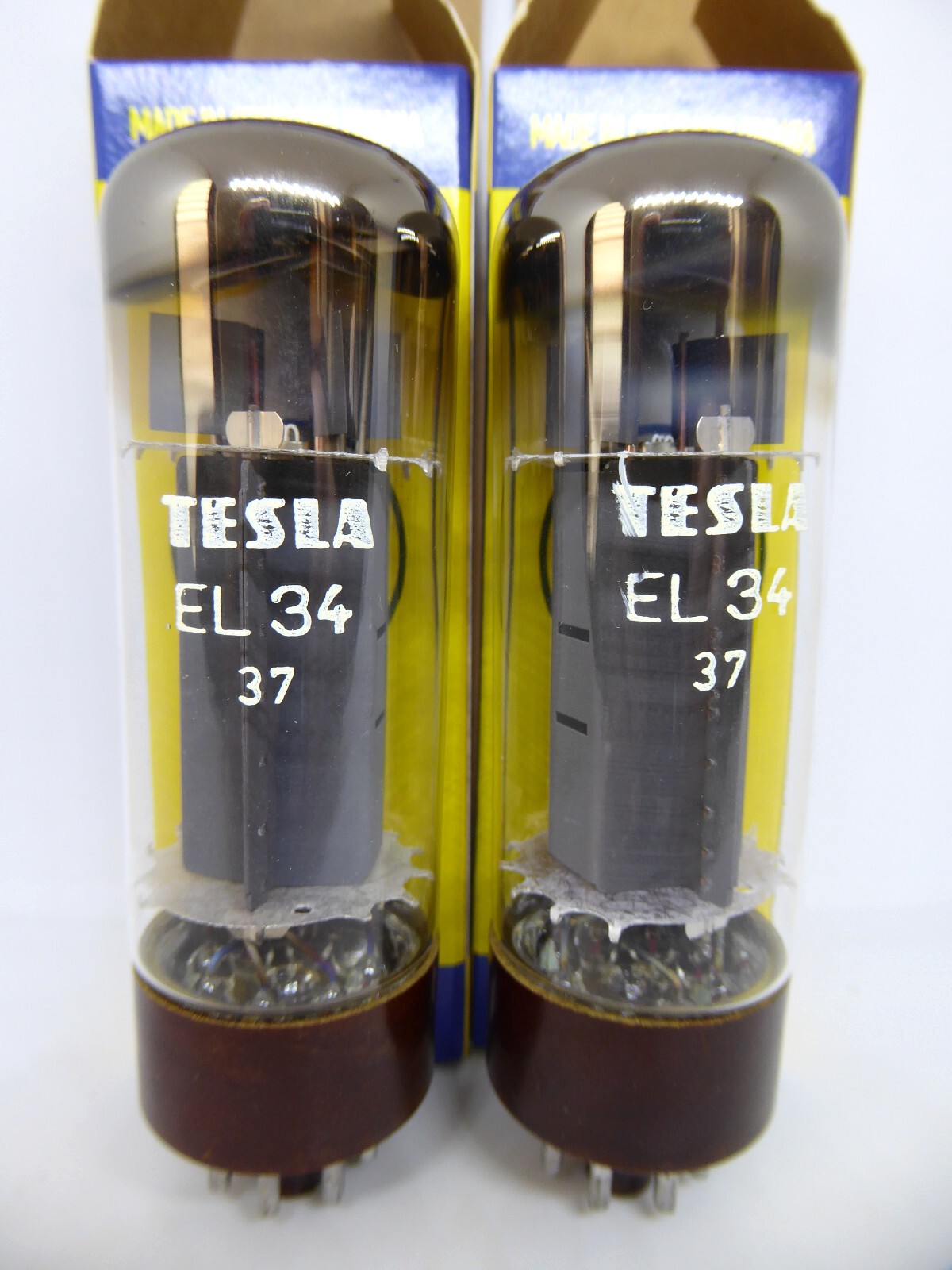 2x (Pair!) Tesla EL34 Tube (6CA7) Brown Base, OO-Getter, F. Marshall, 1984, NIB
