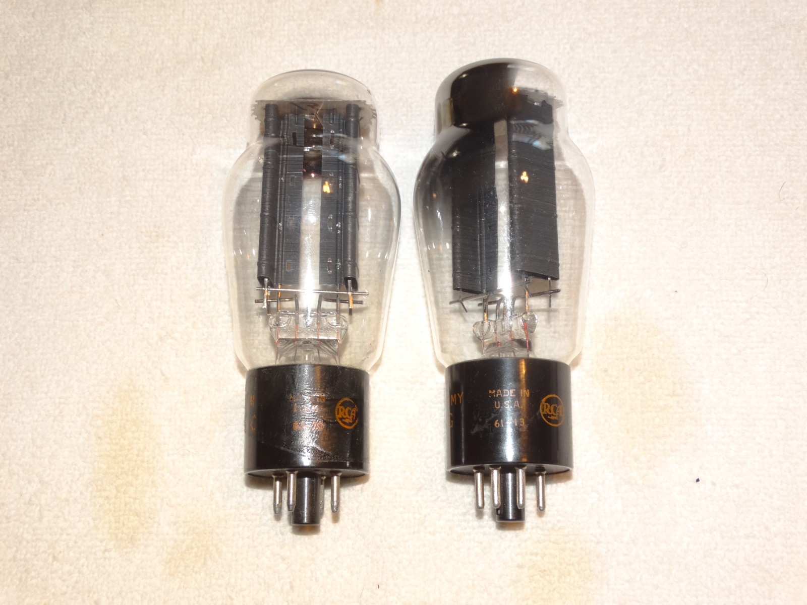 2 x Military 5U4g RCA Tubes*Ribbed Plates*Hanging D-Getter*Tested Very Good*#30
