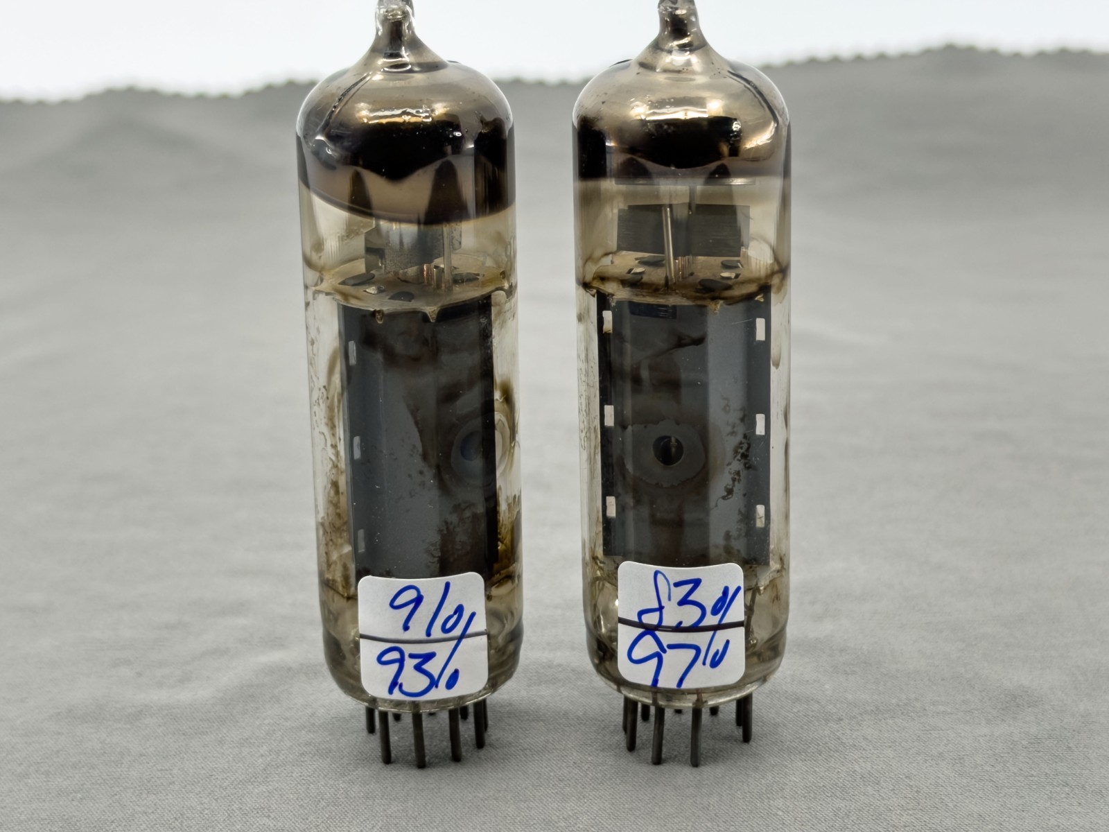 (2) Mullard 7189 Power Tubes Matched Codes Blackburn UK 1960 Test Strong