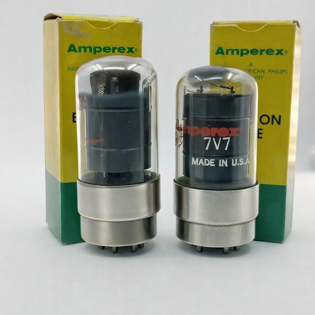NOS MATCHED PAIR AMPEREX USA/7V7/BLACK PLATES/HICKOCK TESTED