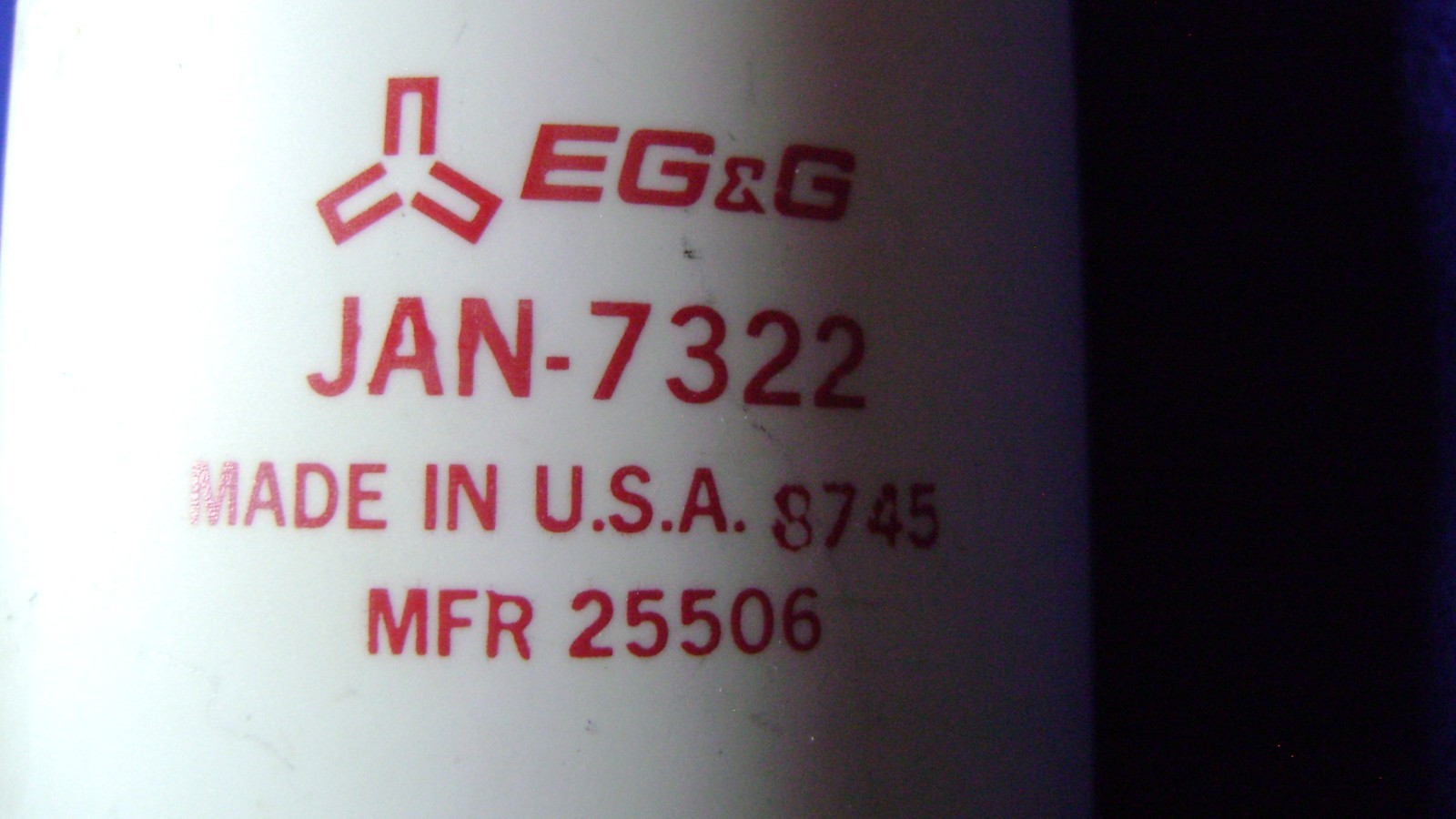 EG&G JAN 7322 1802 Hydrogen Thyratron Tube BIN $195 With FREE SHIPPING