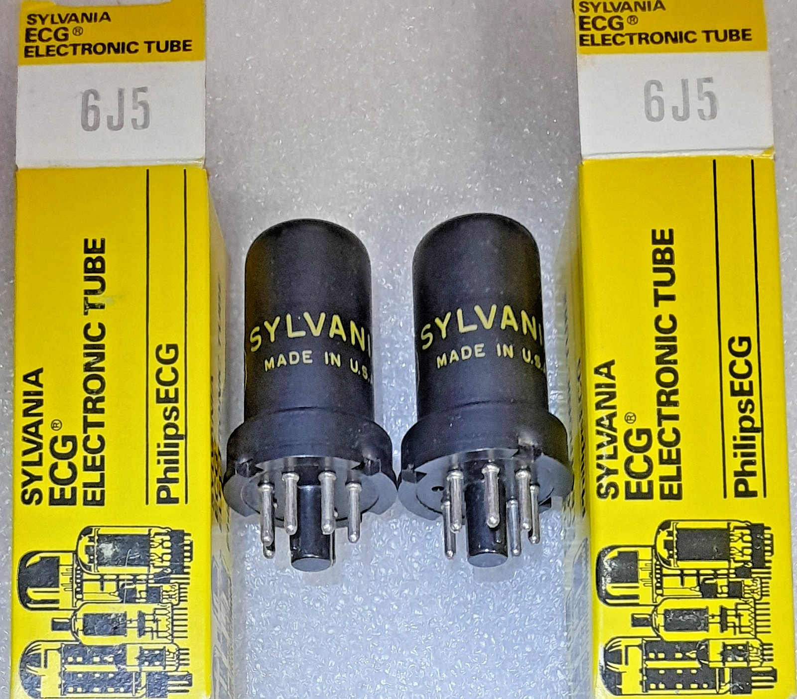 Closely Matched Pair 6J5 Sylvania NOS same code Vacuum Tubes, TV-7D Tested