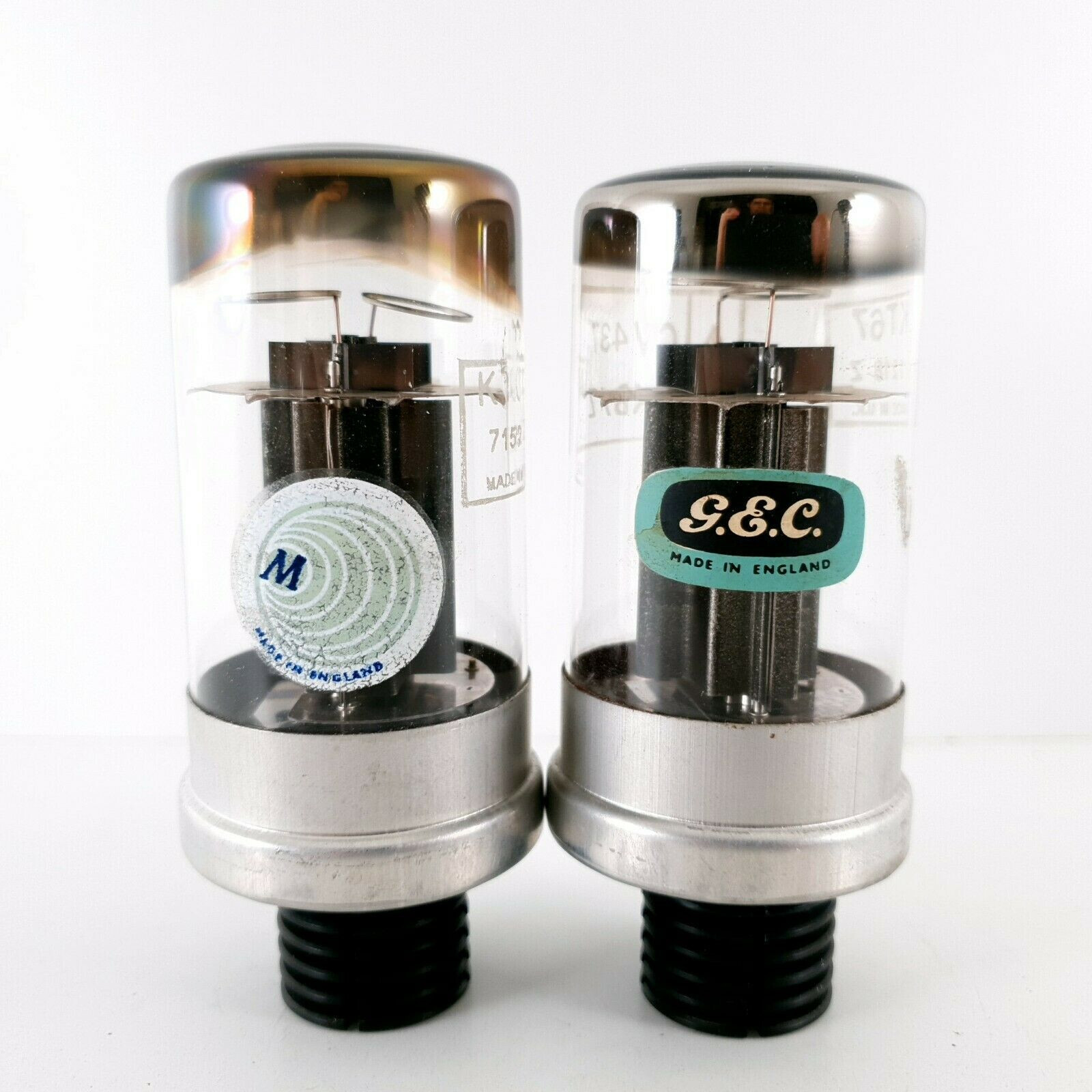 2 X KT67 TUBE. GEC /MWT. DUAL GETTER. BLACK PLATES. BRITISH MADE. 1970s. CI ENA