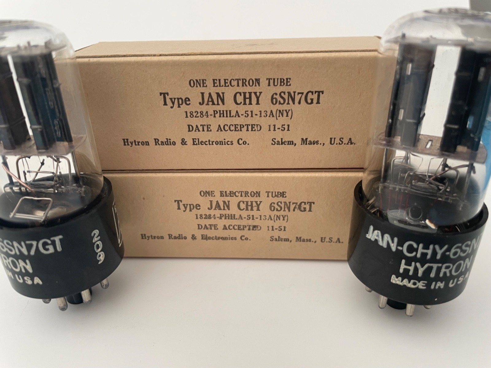 PERFECT PAIR TUBE NOS/NIB VT231 HYTRON JAN-CHY 6SN7GT year 1951