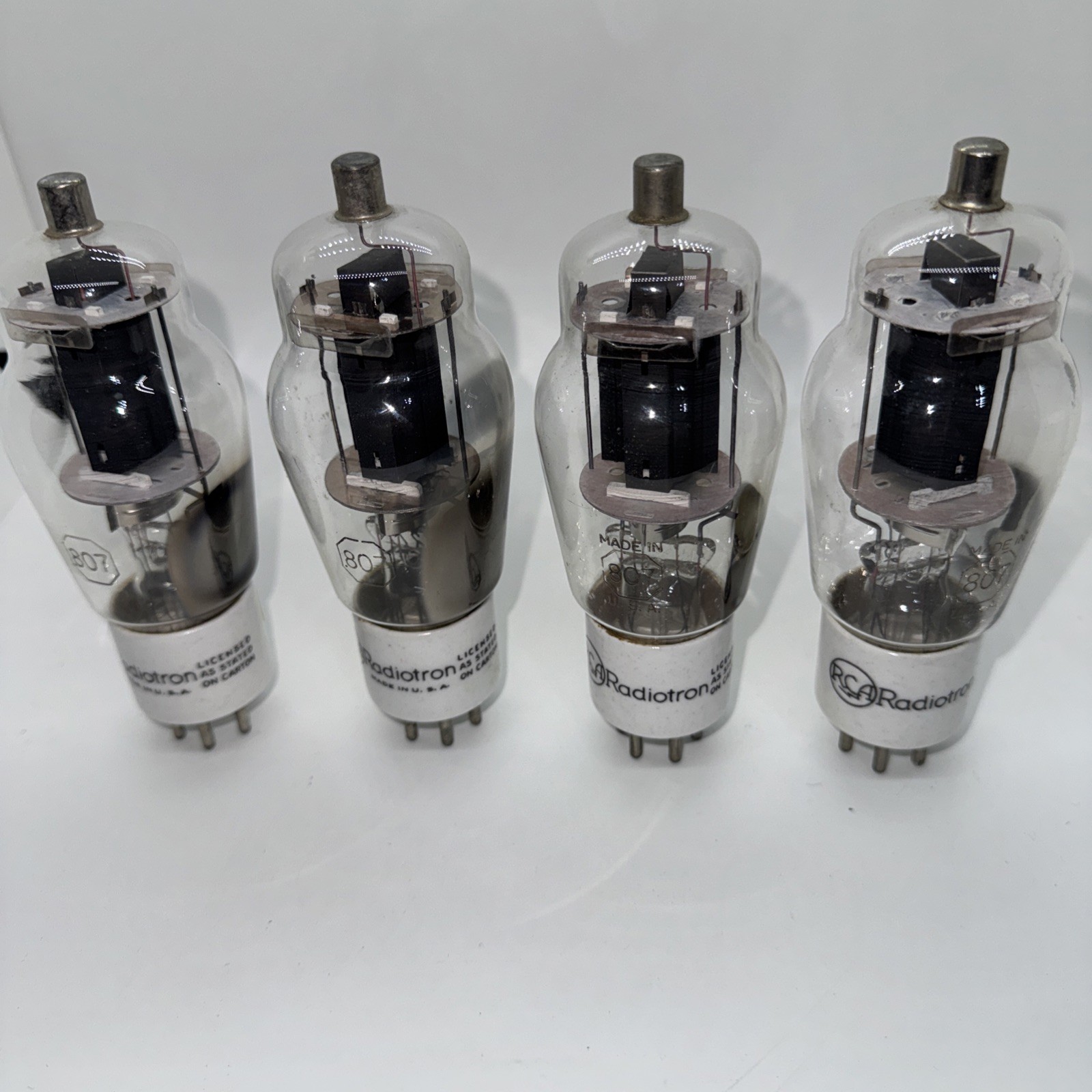 Four 807 RCA RADIOTRON Used And Tested Tubes Military Quality Ceramic Base