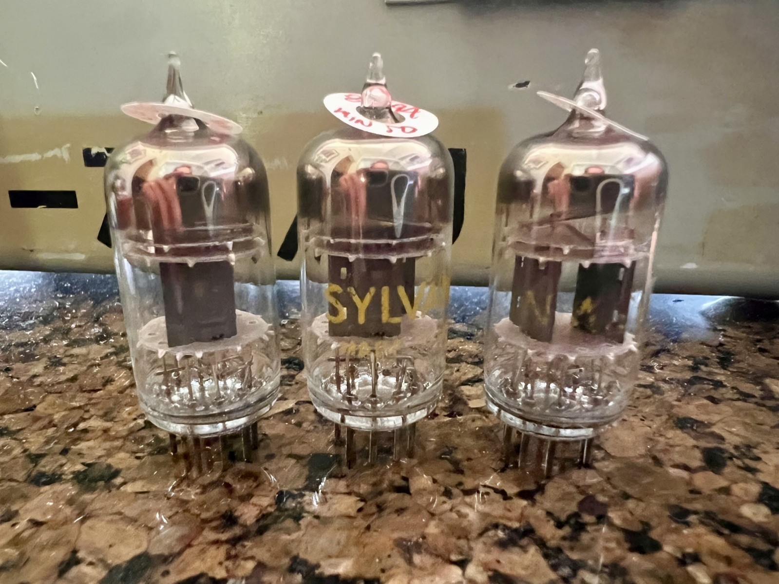 3 SYLVANIA GB 1950’S USA 6201 12AT7WA ECC81 TUBES SQUARE GETTER 3 MICA