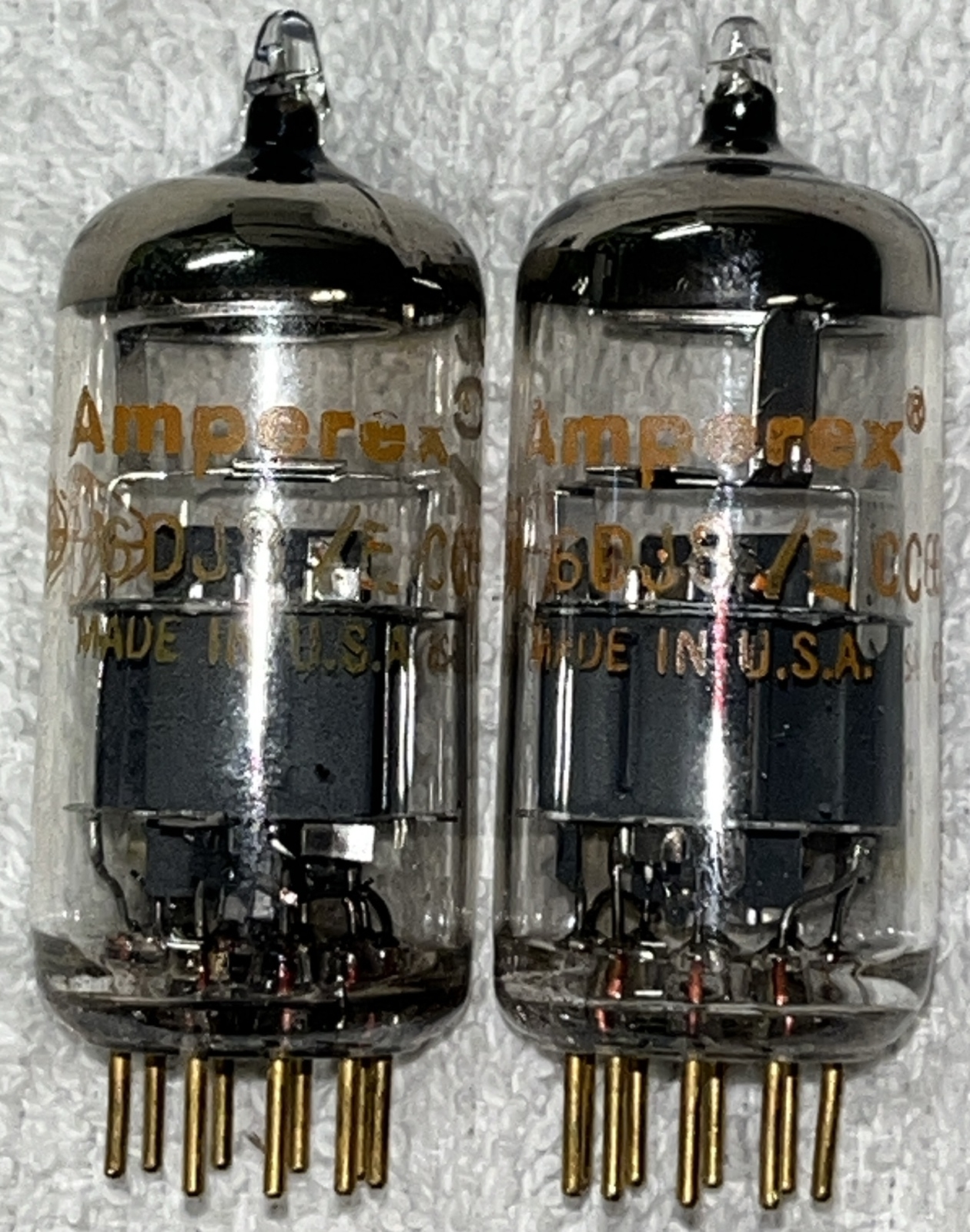 ECC88 6DJ8 Amperex Preamp Tubes Gold pin Amplitrex Tested Strong And NOS