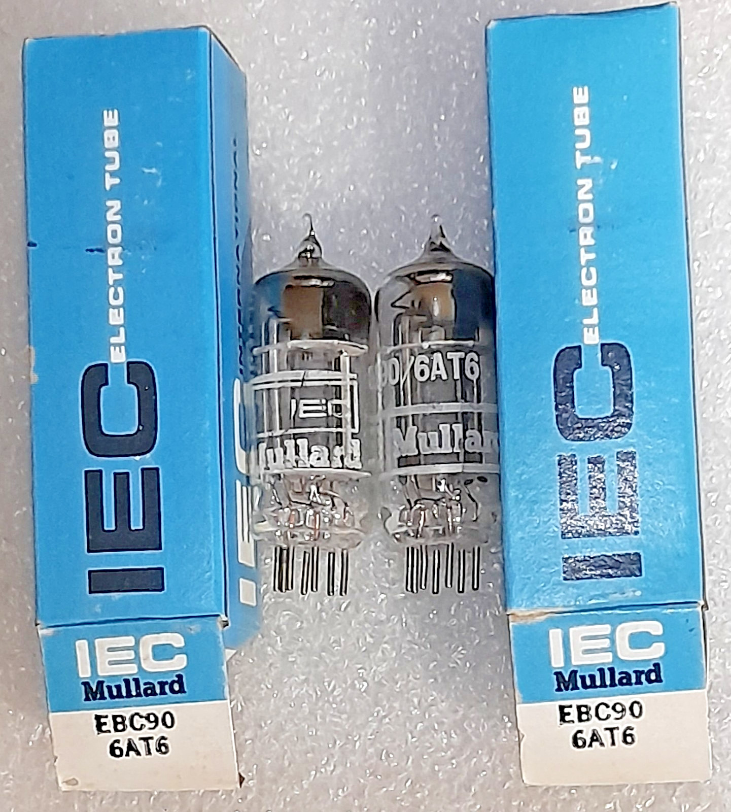 Matched Pair EBC90/6AT6 IEC Mullard NOS Italy Vacuum Tubes, Triplett 3444 Tested