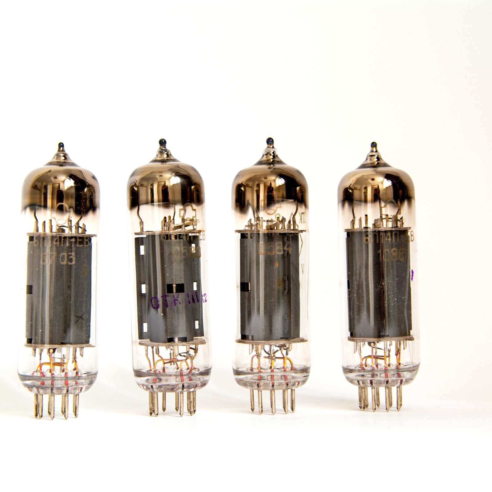 Matched Quad New 6P14P-EV Gold Grid tube EL84 6BQ5 7189. 4pcs NOS