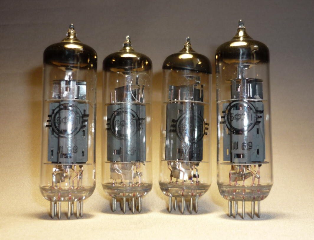 4pcs. 6F3P / 6Ф3П ~ 6BM8, ECL82 Triode – Pentode NEW. Svetlana. II-1969