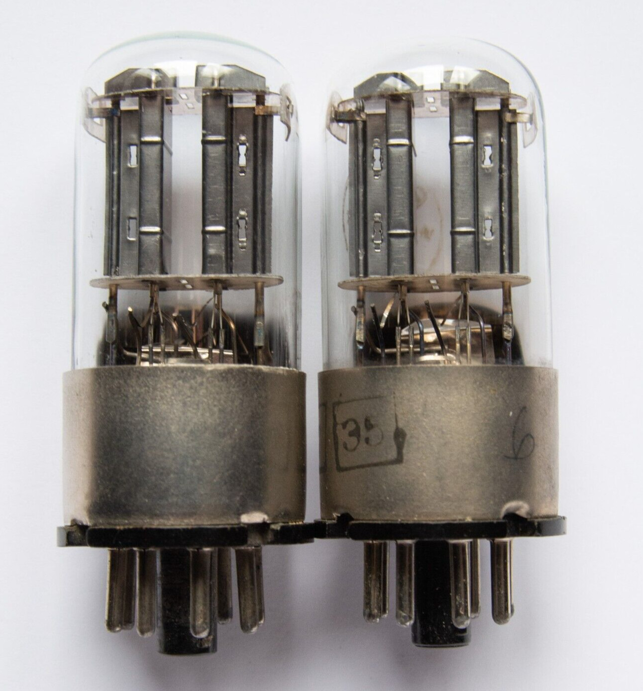 MATCHED PAIR MELZ 6N8M / 6N8S / 6H8C / 1578 / 6SN7 METAL BASE. NOS.