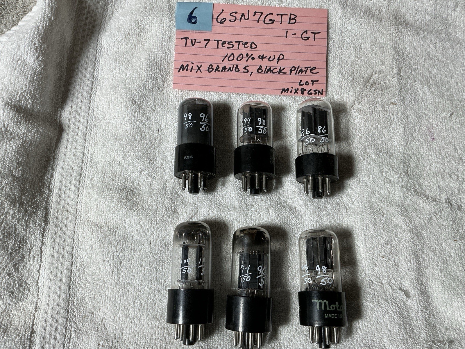 6 Amplifier Tubes VT-231 6SN7GTB Sylvania NU RCA JAN-CNC 6SN7 2-Hole black Plate