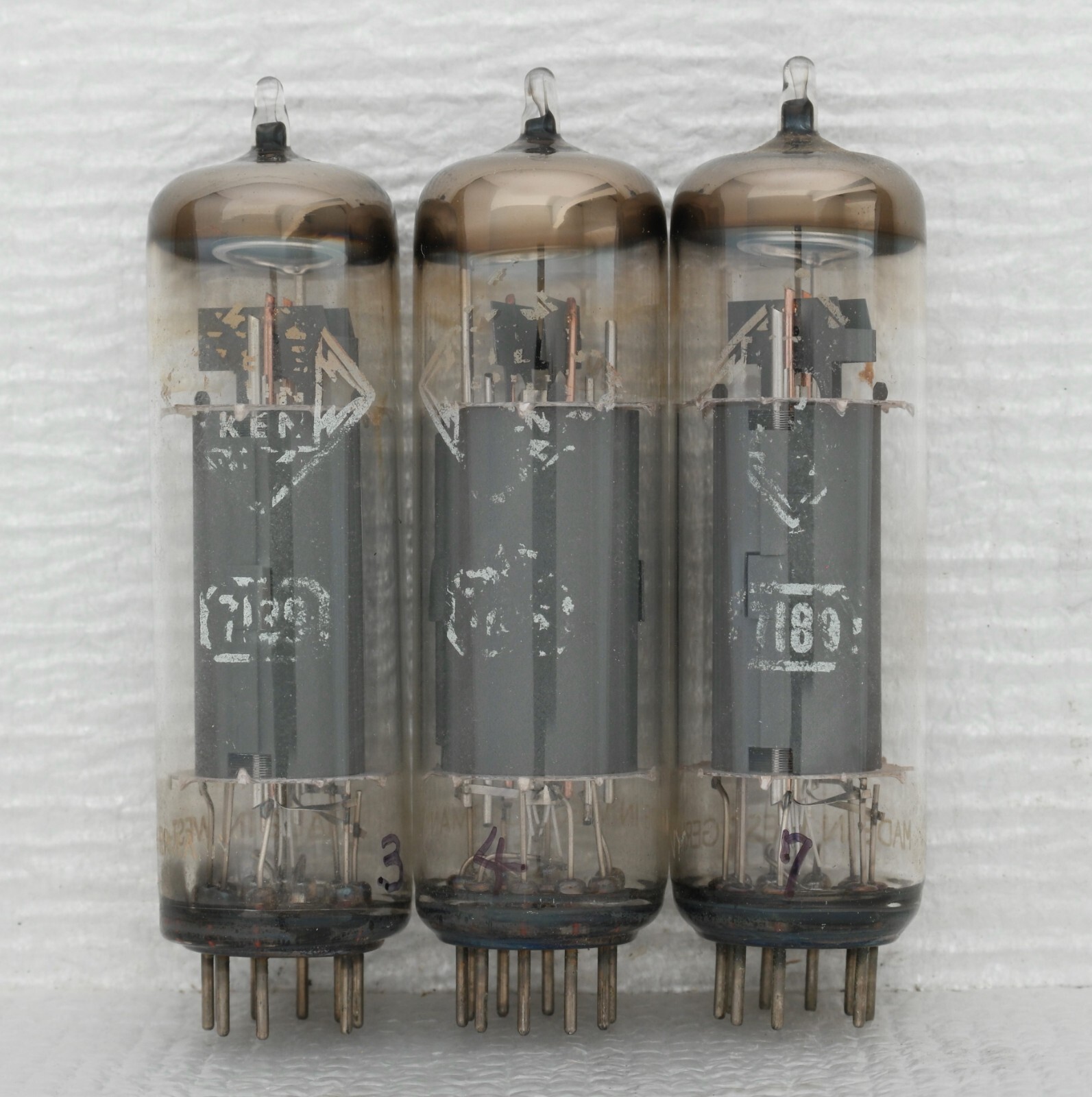 3 Telefunken 7189 / EL84/6BQ5 Vacuum Tubes : O-Getter/Same Date Code / Strong!!!