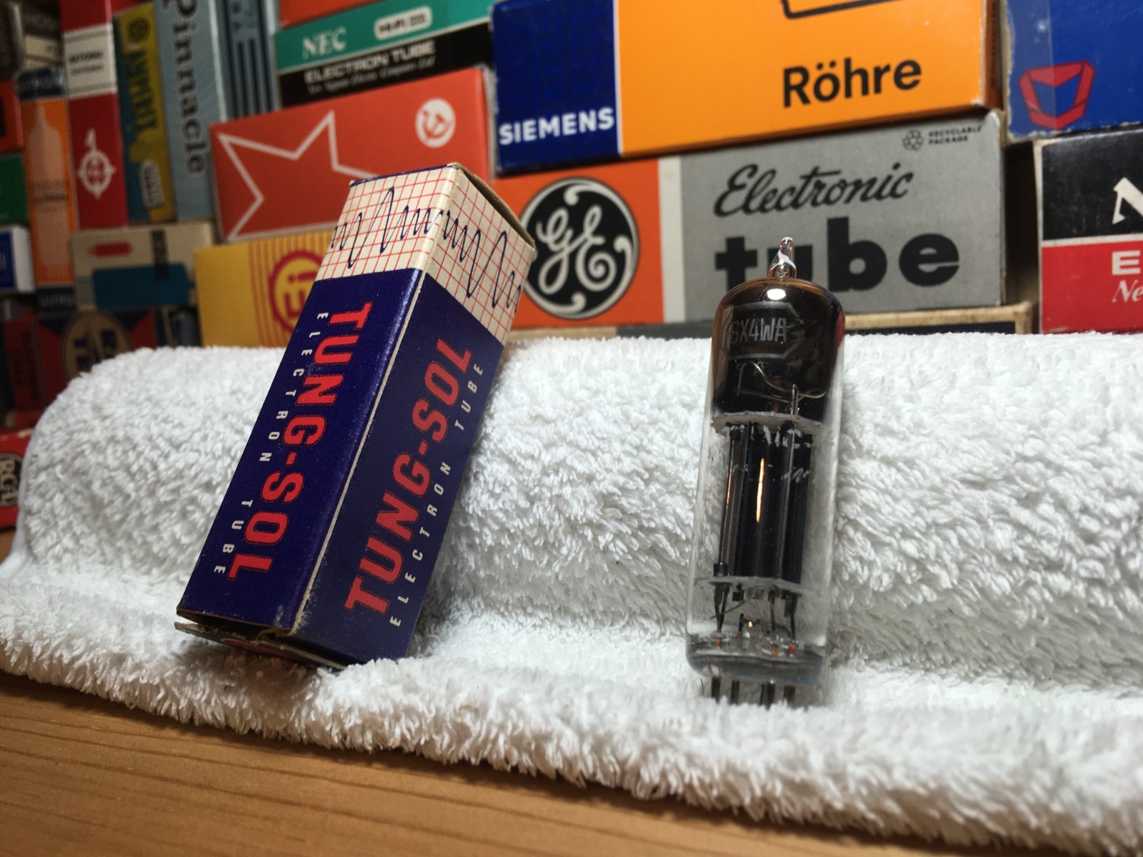 1x VintageBoxed Tungsol 6X4WA RectifierTube /’50s SwoopTopD /BlackPlate Edition