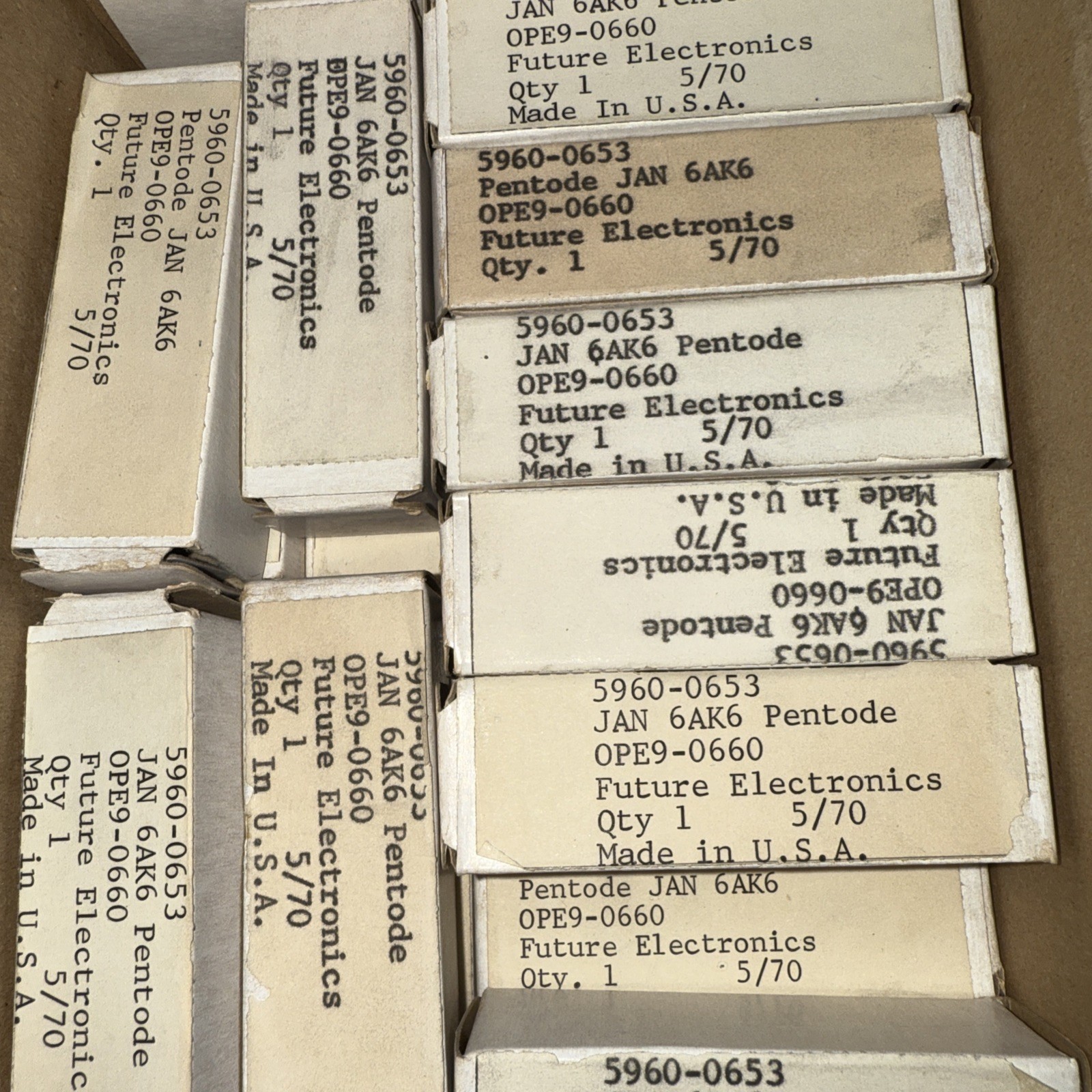 LOT OF 5: Date Matched RCA Jan JRC-6AK6 Pentode ELECTRON TUBES 1970