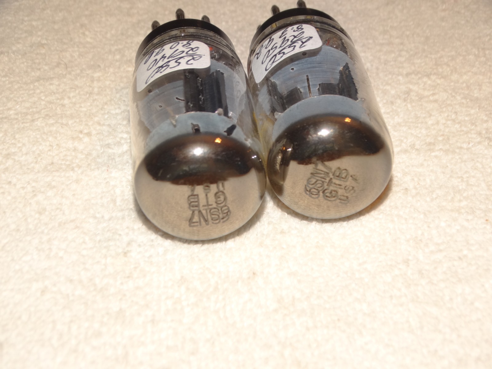 2 x 6sn7gtb Sylvania Tubes*Coin Base*Very Strong Pair*Tall Boy*#23
