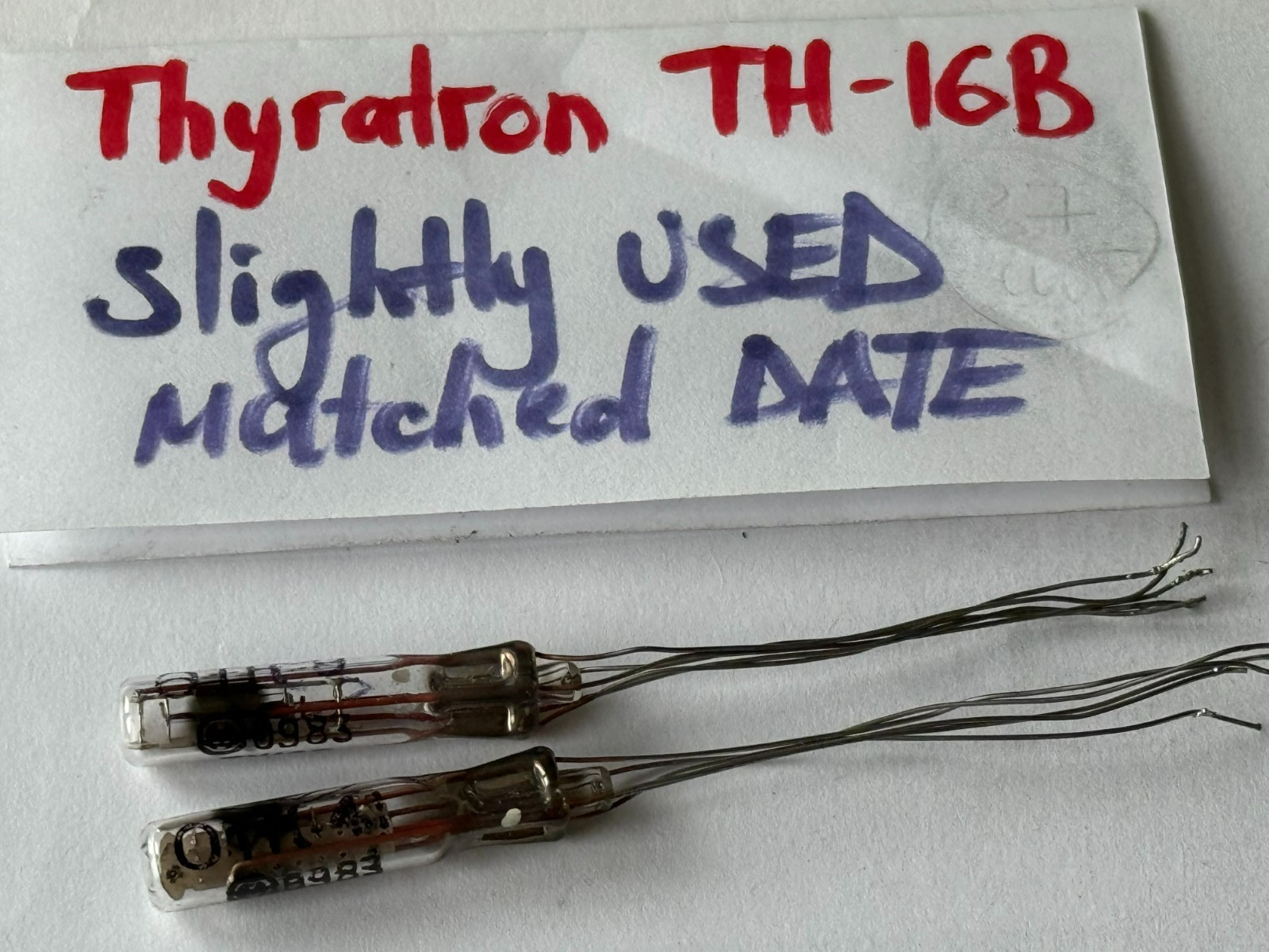 2 x MELZ TH-16B / TX-16B Military Thyratron, Neon, Nixie tube, MATCHED DATE