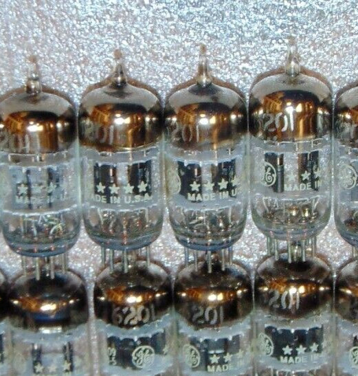 NOS MATCH QUAD *D* GETTERS 5 STAR 6201 ECC81 12AT7 3 MICA TUBES USA MADE 1950’S