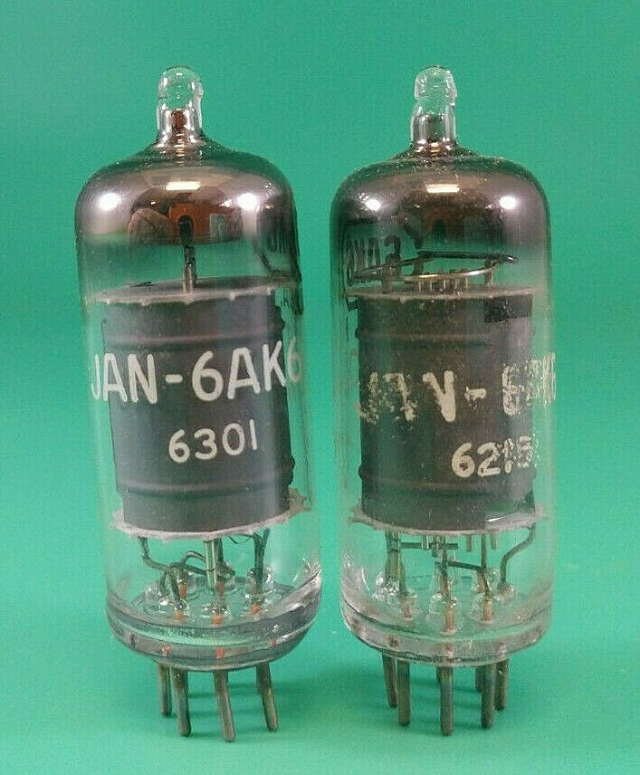LOT OF 2 TUNG-SOL JAN-6AK6 MILSPEC ELECTRON TUBE VINTAGE RADIO 6AK6