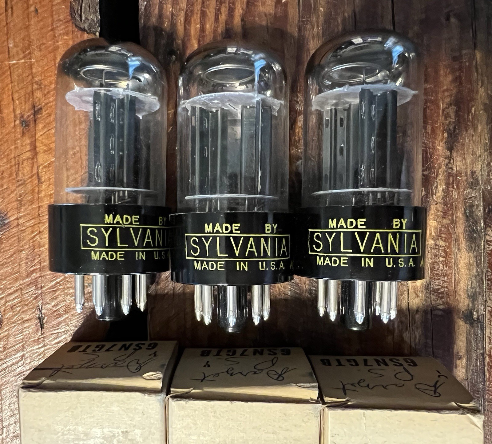Lot of 3 Vintage Sylvania 6SN7 GTB Black Plate Tubes NOS