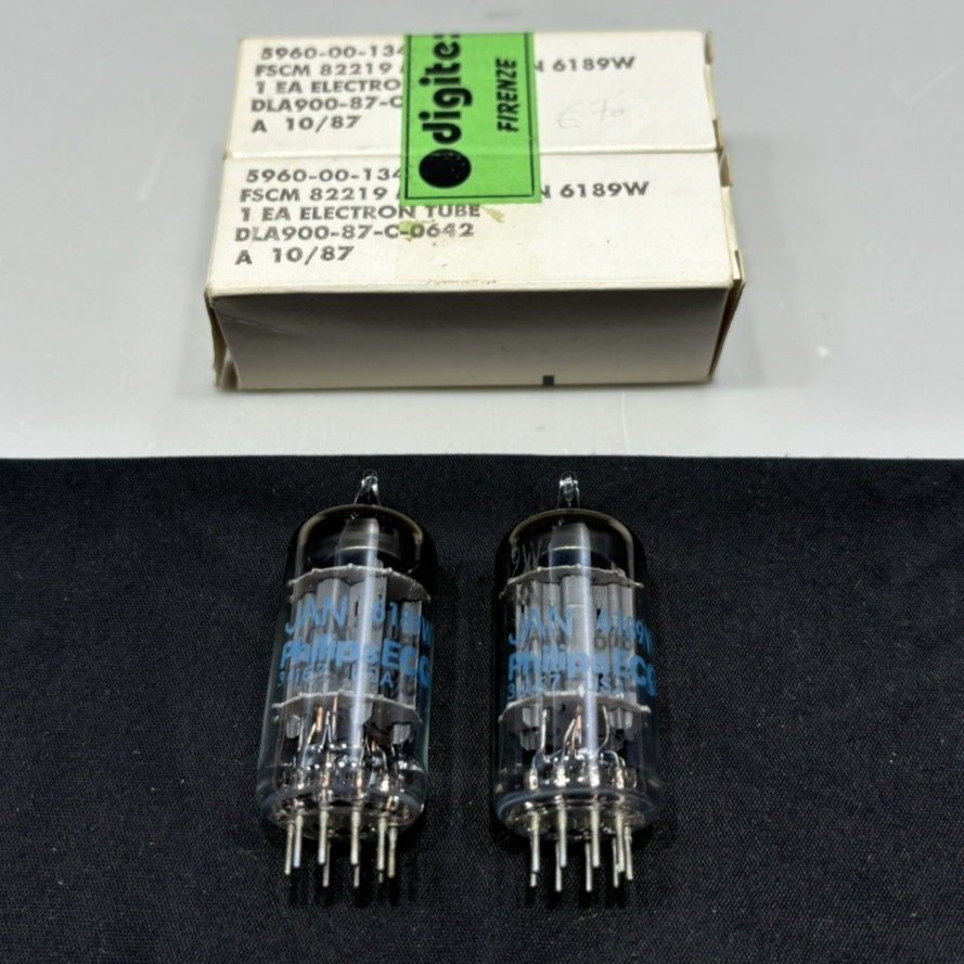 2x JAN 6189W PhilipsECG 34167 USA Tubes
