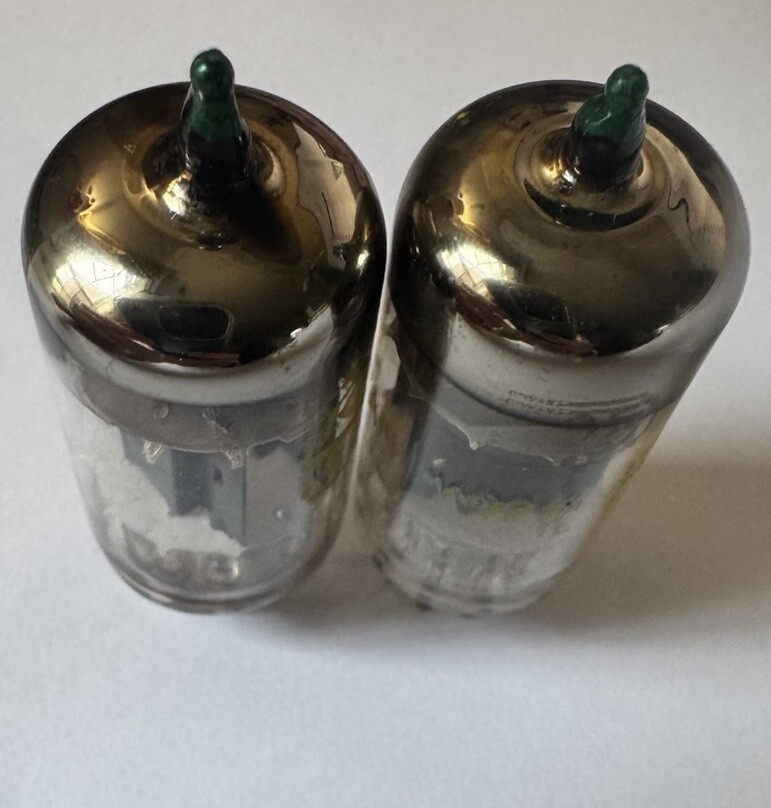 Matched Pair Matsushita Gold Pin Audiophile Green Tips 12ax7/ 7025 Fender 🍾