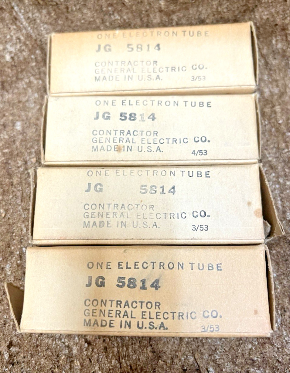 RARE NOS NIB QUAD JG 5814 12AU7 ECC82 TUBES G.E *1953 NEW USA MADE SQUARE GETTER