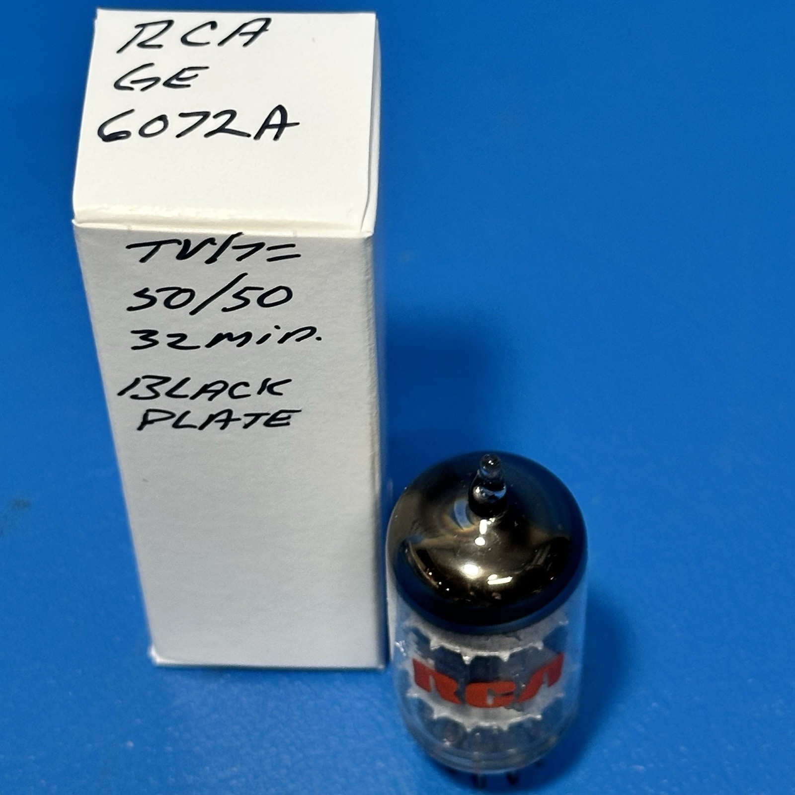 RCA BLACK PLATE 6072A LOW NOISE 12AY7 TUBE MADE BY GE