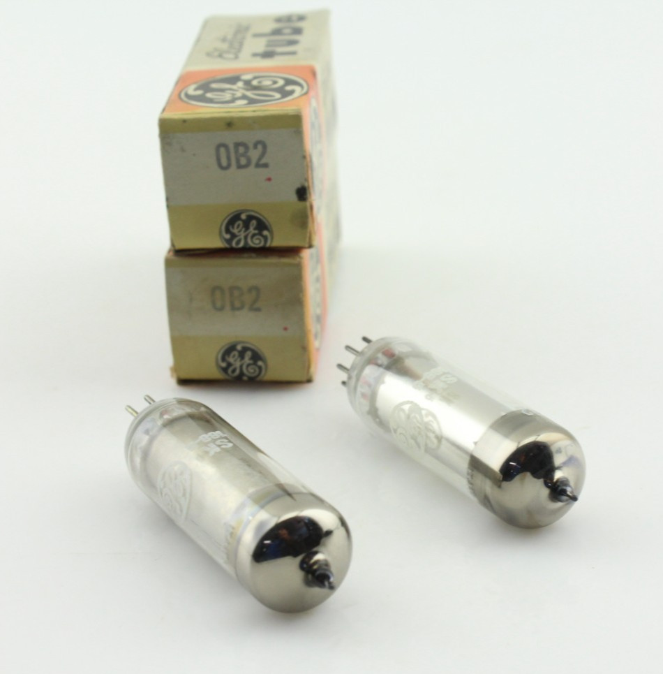 New Qty 2 GE 0B2 108C1 Voltage Regulator Tubes Qty 2 NOS Glow Discharge Italy