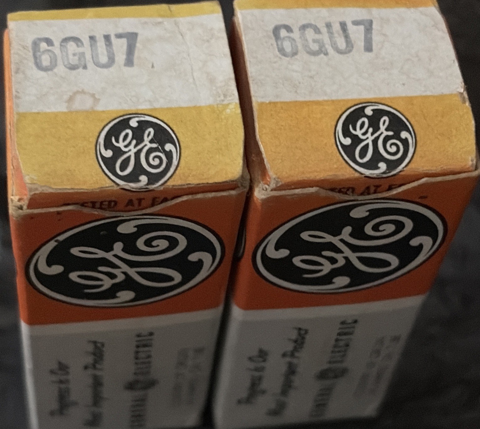 6GU7 Matched NOS Pair NIB Grey Plates Halo Getter Copper Rods Tubes 6CG7 Upgrade