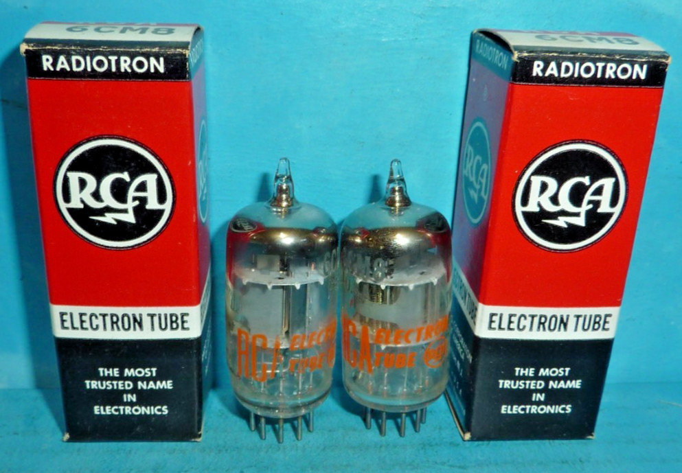 2 RCA 6CM8 Tubes Grey Plates Halo Getters
