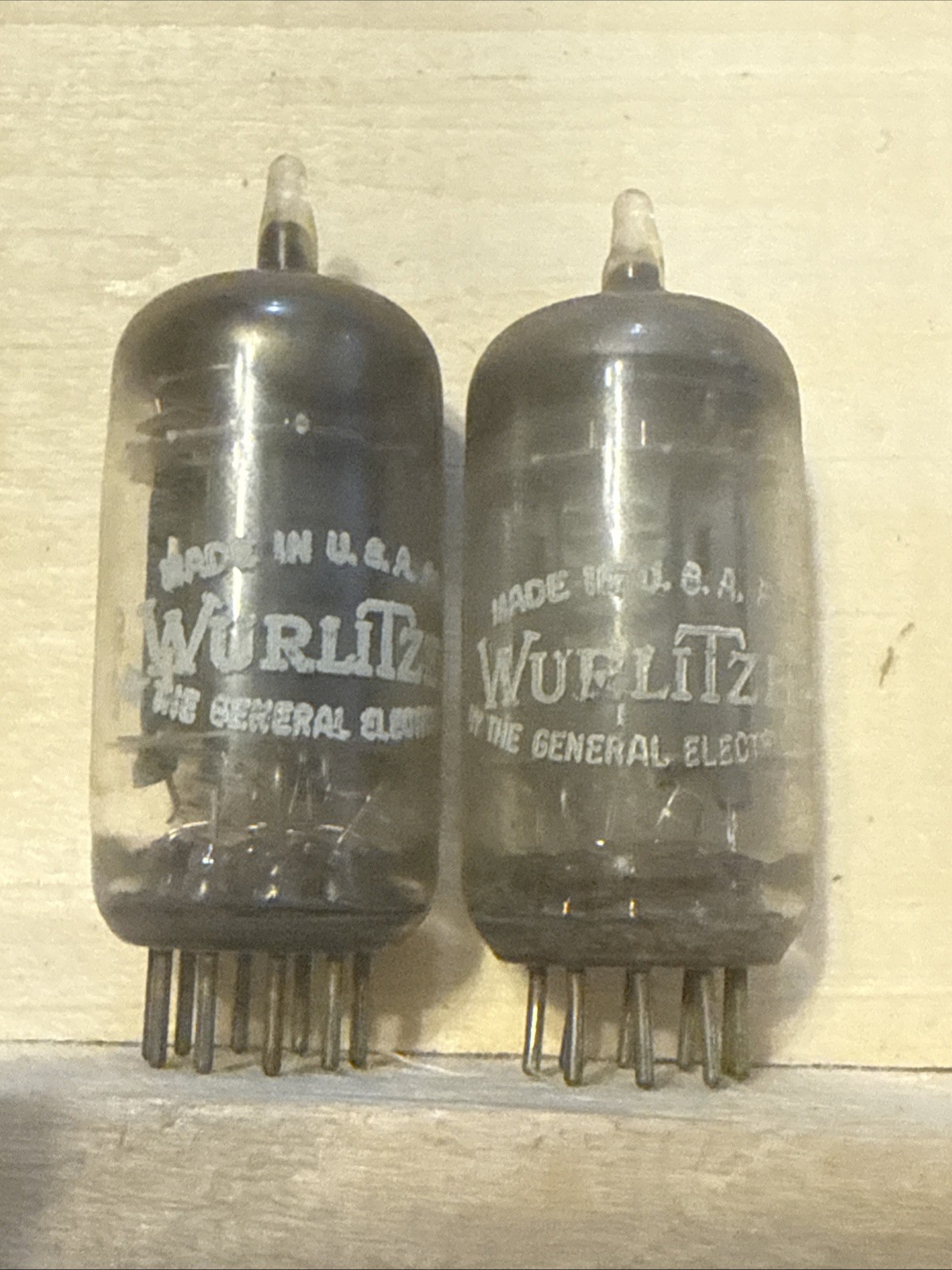 Matched Pair GE ECC83 / 12AX7 Vacuum Tubes – Wurlitzer Label – Tested Good & Bal