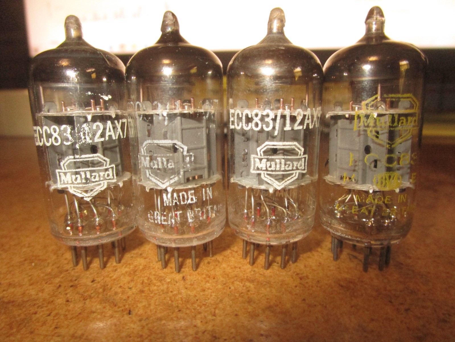 (4) NOS to Strong Mullard Shield 12AX7/ECC83 Guitar Audio Tubes