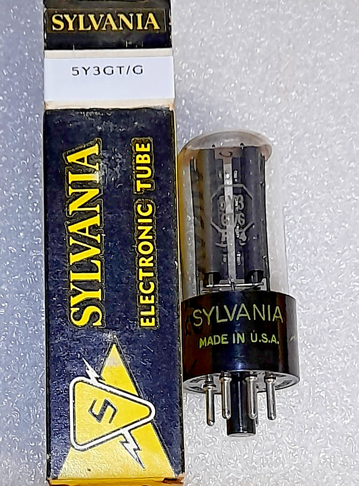 5Y3GT/G Sylvania black plate Vacuum Tube, Triplett 3444 tested – will combine